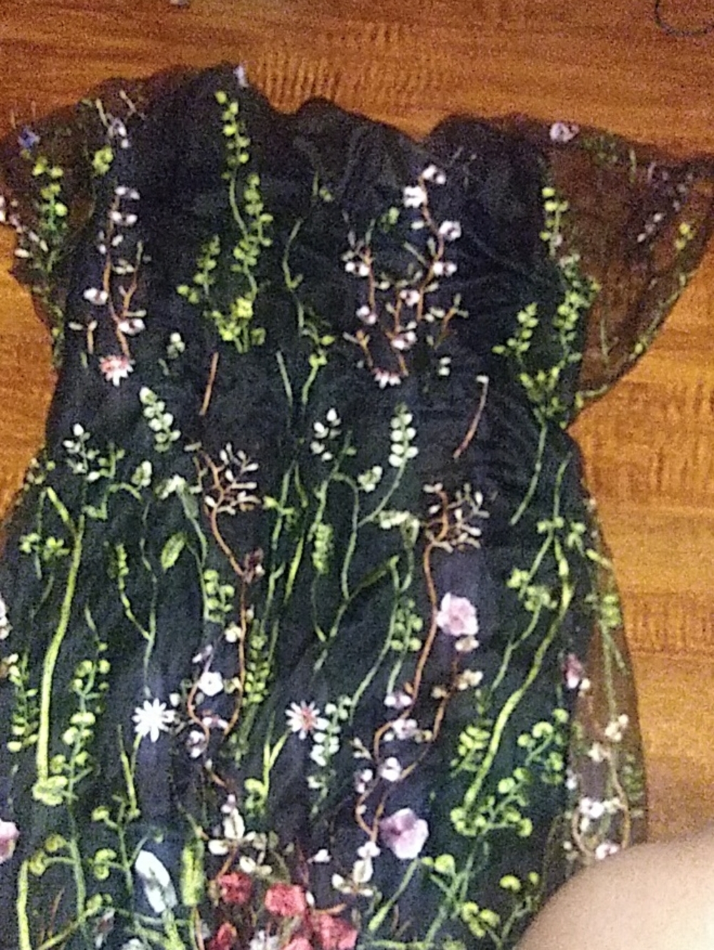 Black Floral Embroidered Dress